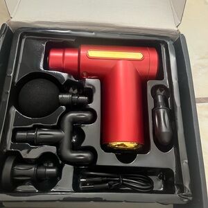 Red Massage Gun with Attachments